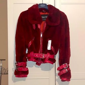Rex Rabbit Fur Coat in Red by Wolfie Furs Madeforgenerations